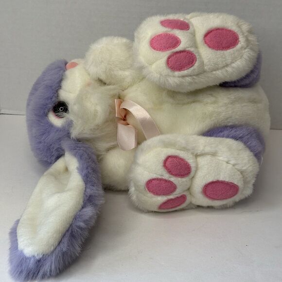 MTY International Plush Stuffed Bunny Rabbit Purple w/Pink Pads & Nose - Picture 2 of 7